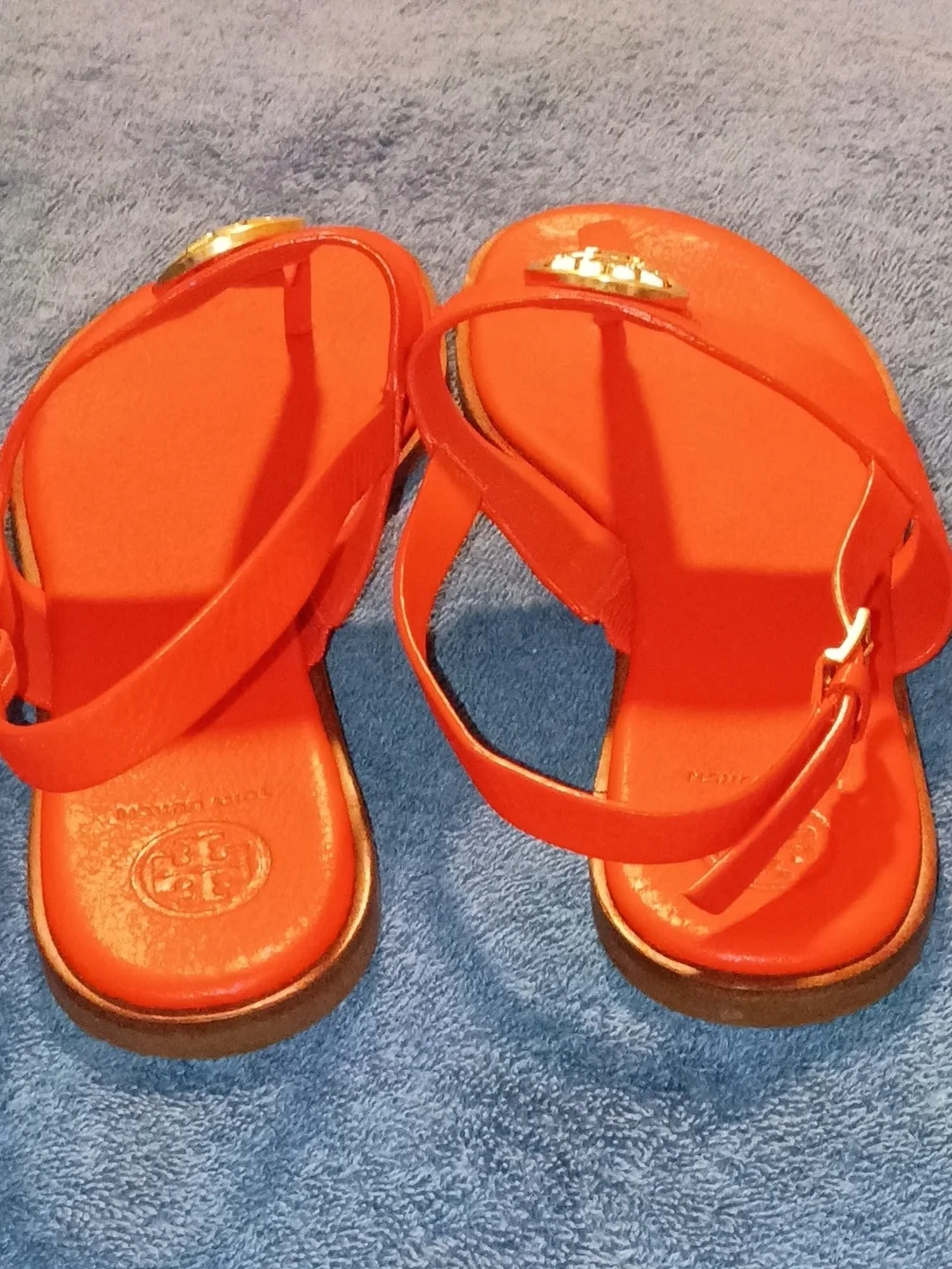 Tory Burch Orange Leather Thong Sandals